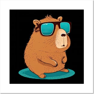 Capybara with sunglasses Posters and Art